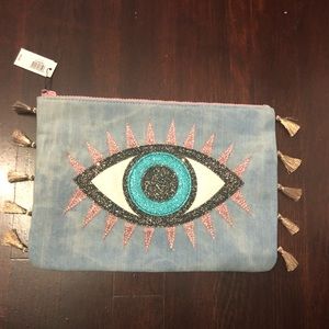 Express Hand Bag/Clutch Evil Eye & Tassels NWT